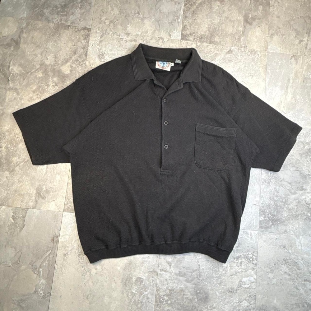 Vintage black members only vintage baggy fit style polo shirt size large
